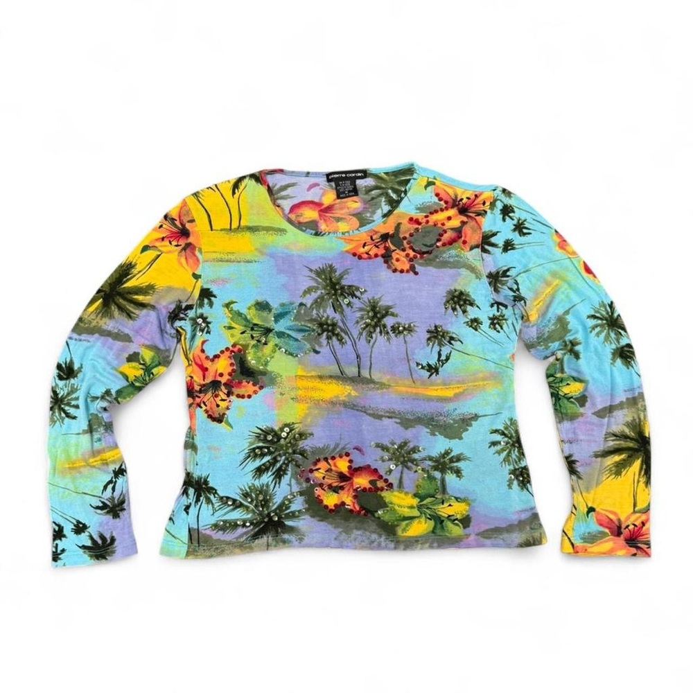 Pierre Cardin 3/4 Sleeve Tropical Print Shirt